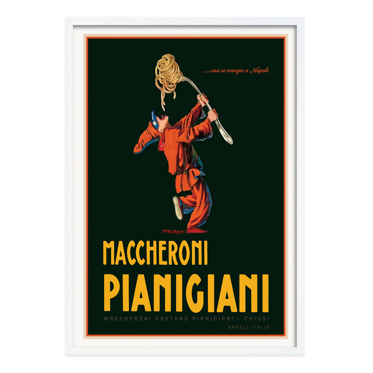 Pasta Italy vintage retro poster print in white frame from Places We Luv