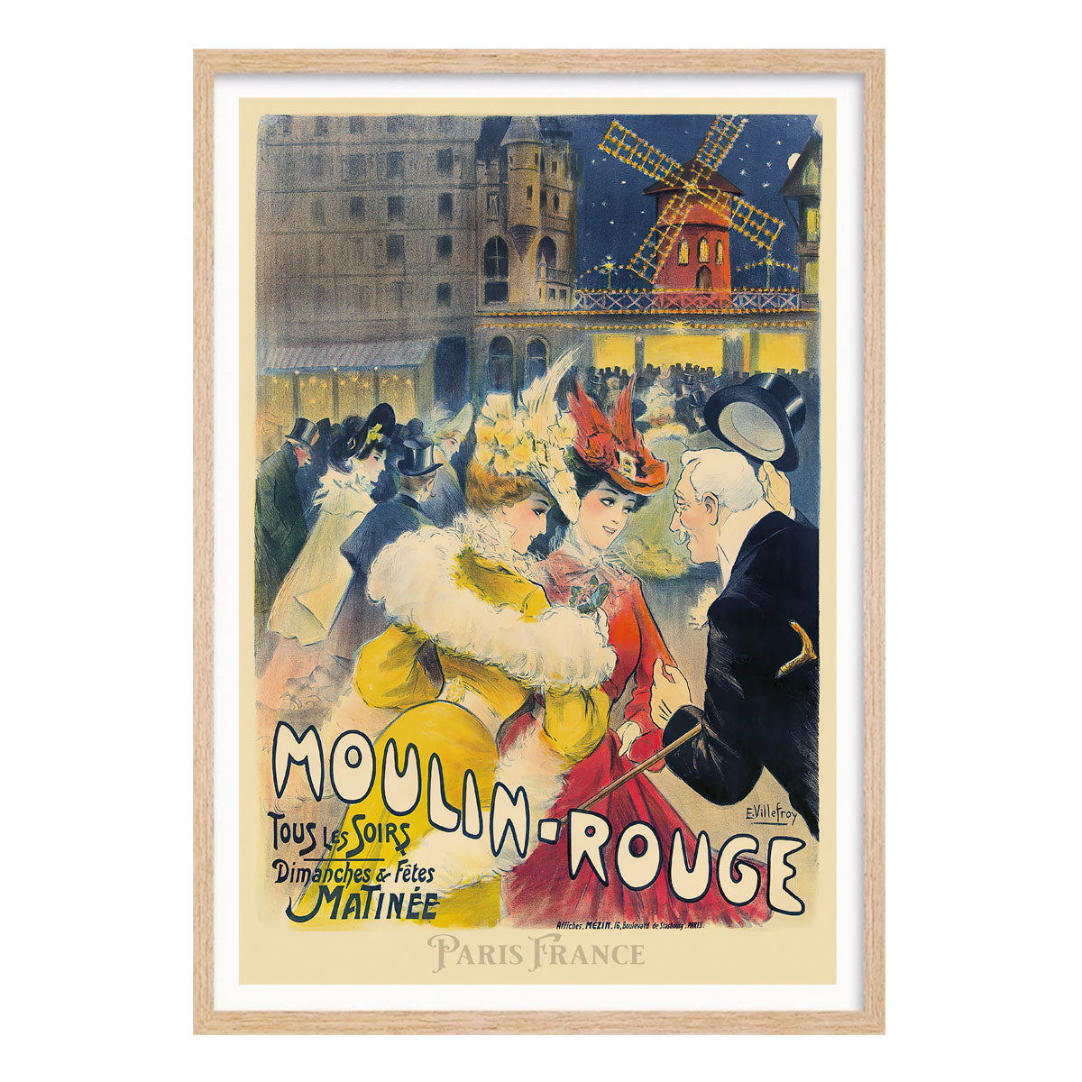 Moulin Rouge retro vintage oak framed poster print from Paces We Luv