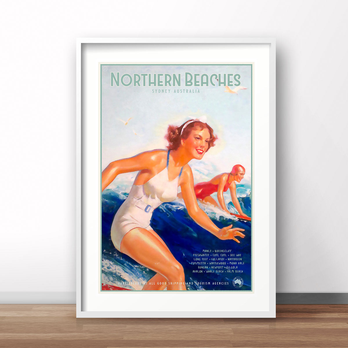 Northern Beaches Sydney retro vintage poster print from Places We Luv
