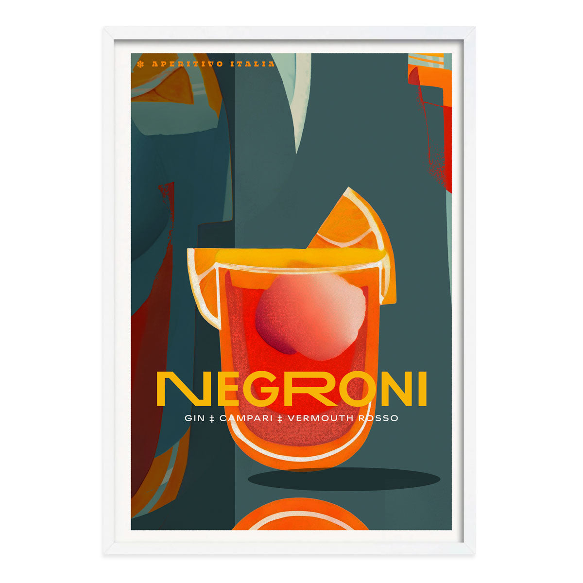 Negroni Italy vintage retro poster print in white frame from Places We Luv 