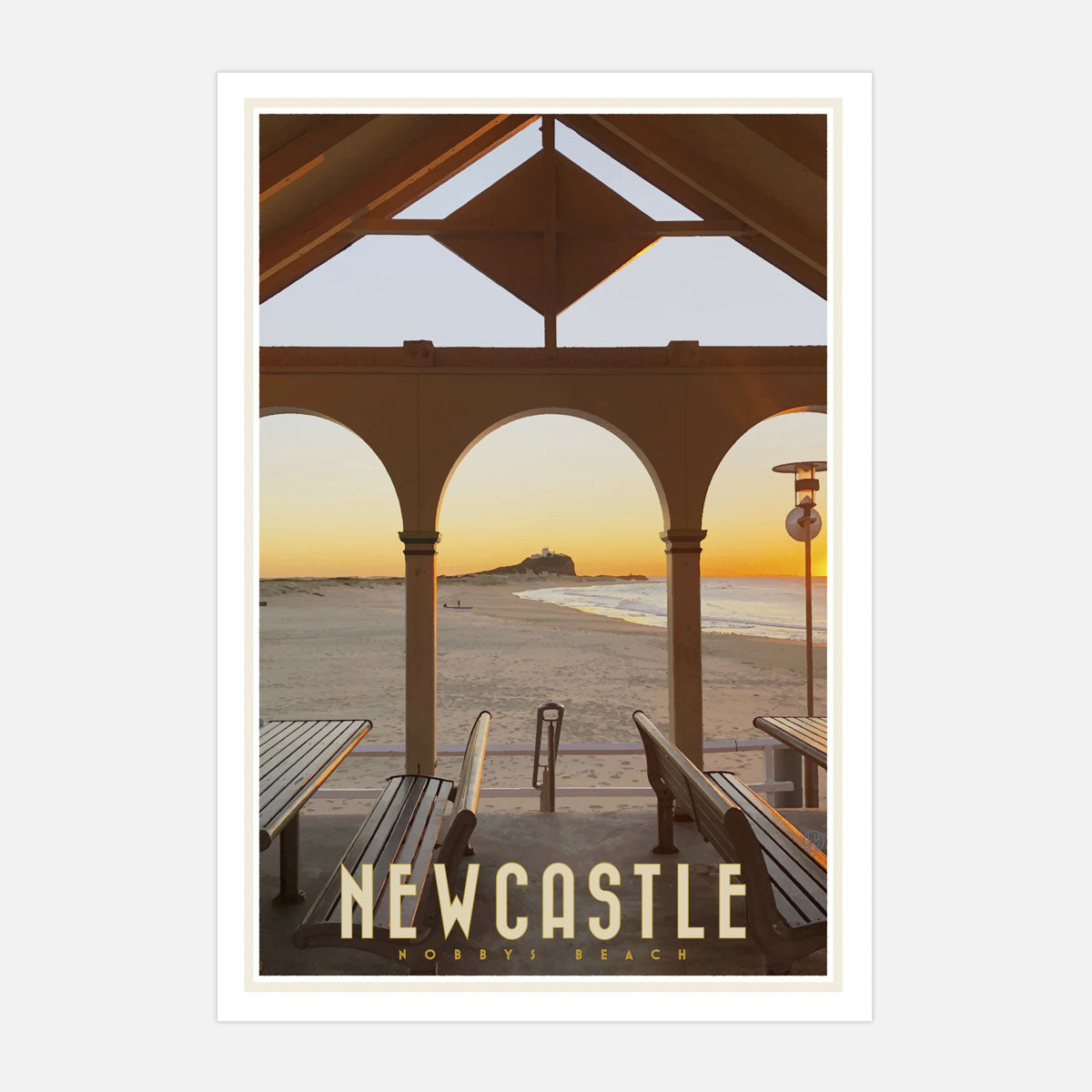 Newcastle NSW poster vintage travel style designed by Places We Luv