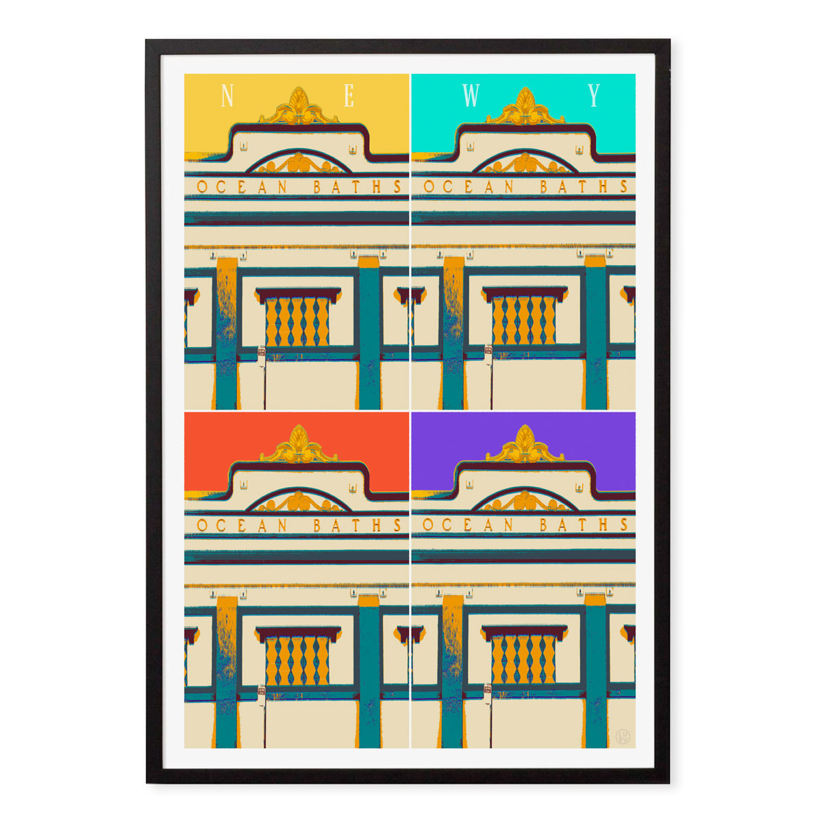 Newy pop retro vintage poster print with black frame from Places We Luv