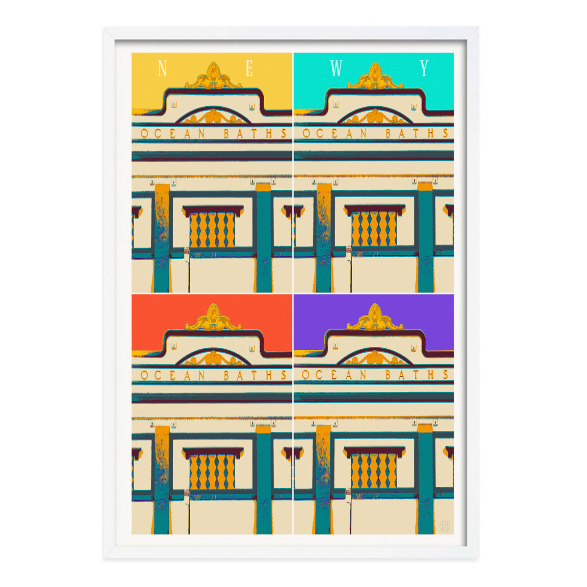 Newy pop retro vintage poster print with white frame from Places We Luv
