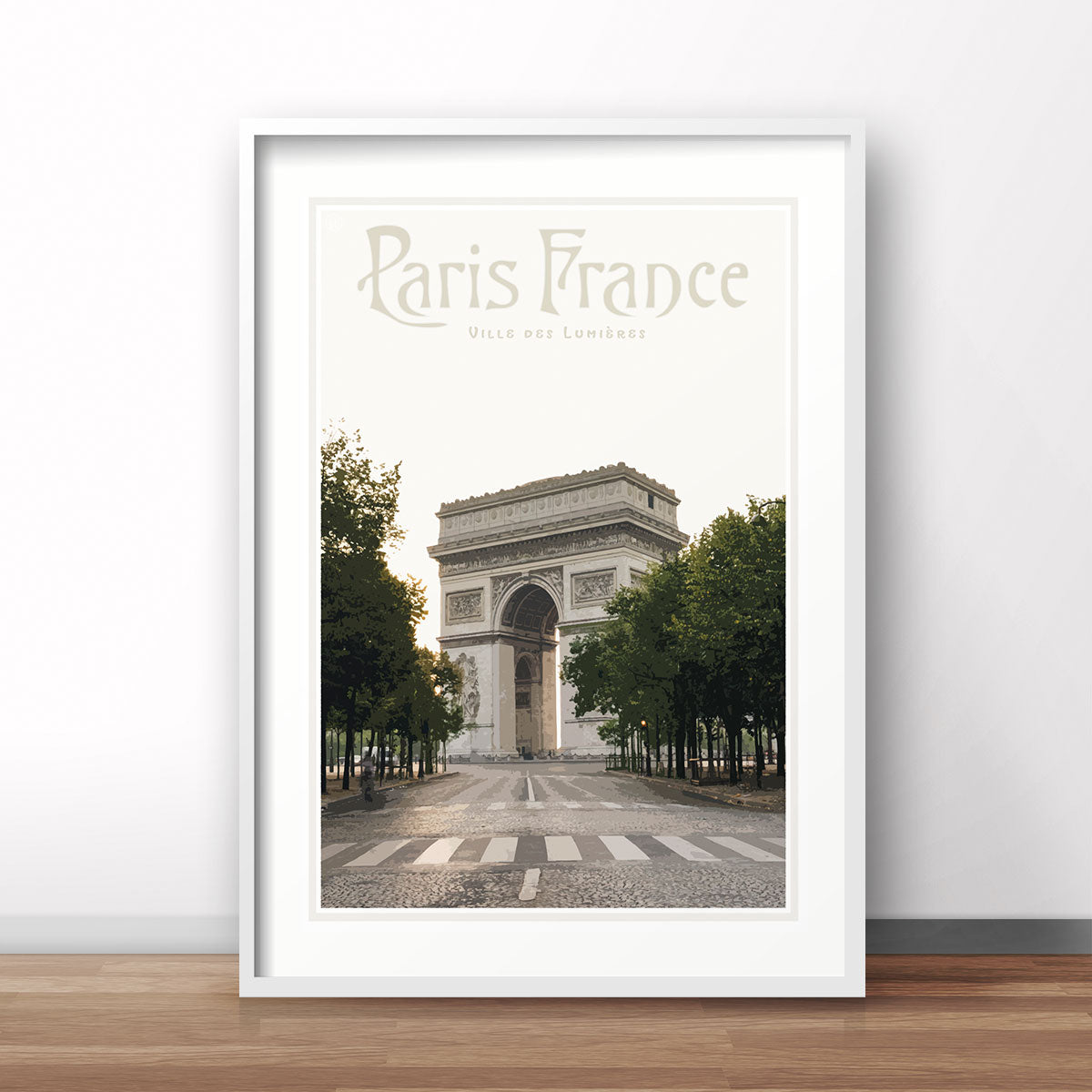 Paris City white framed print vintage travel style by Places We Luv