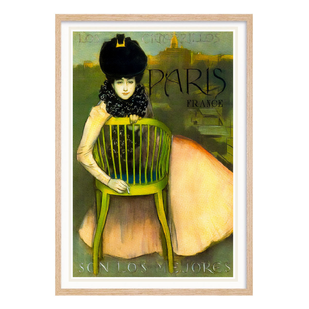 Paris France travel advertising retro poster print in oak frame from Places We Luv