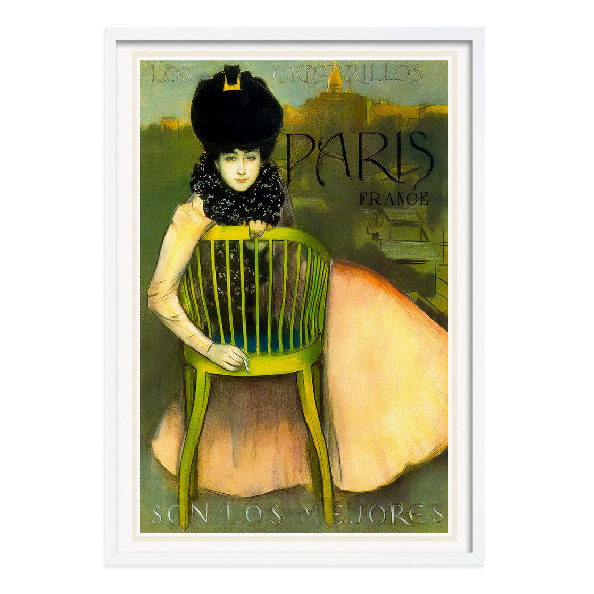 Paris France travel advertising retro poster print in white frame from Places We Luv