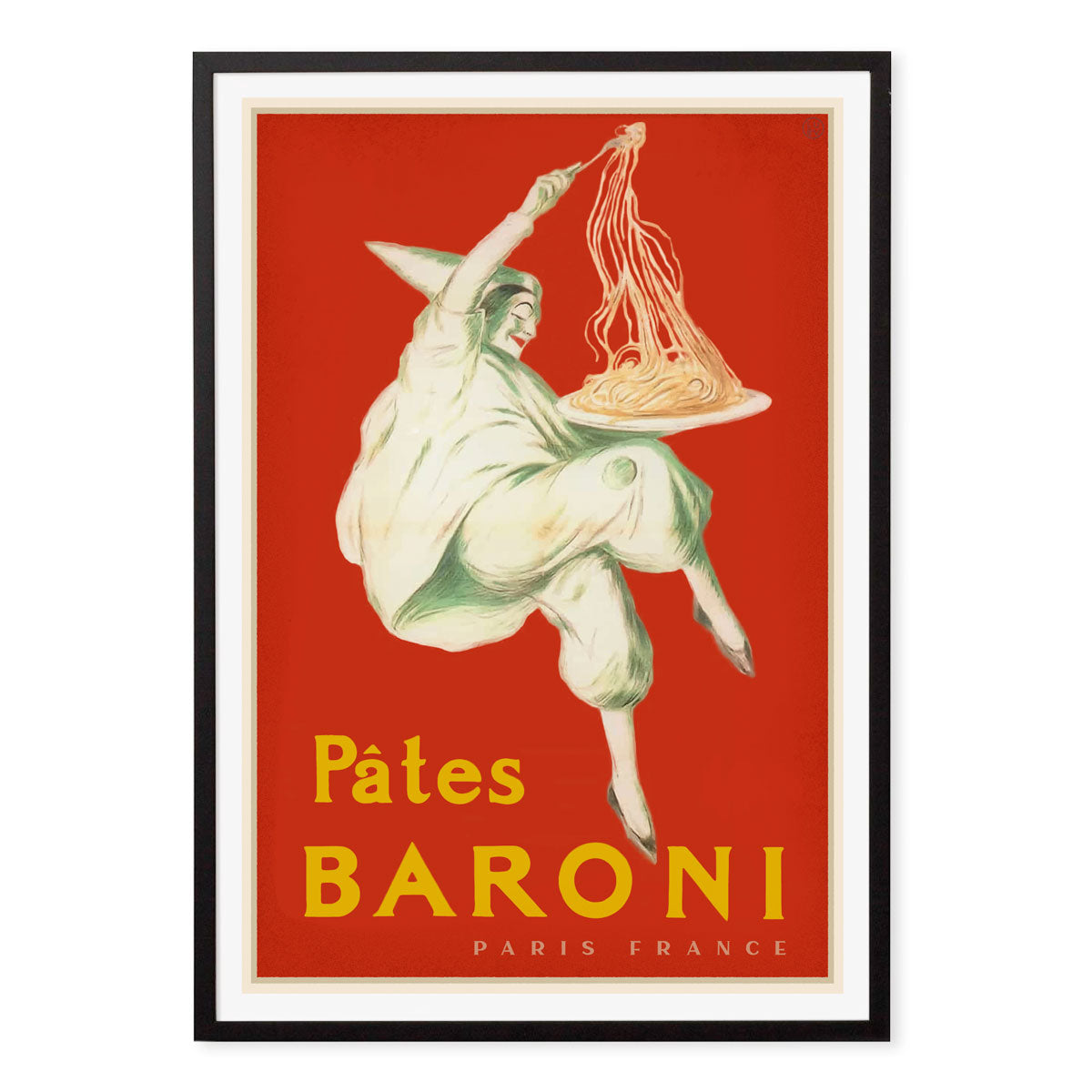 Pates Baroni Paris, French pasta retro poster in black frame from Places We Luv