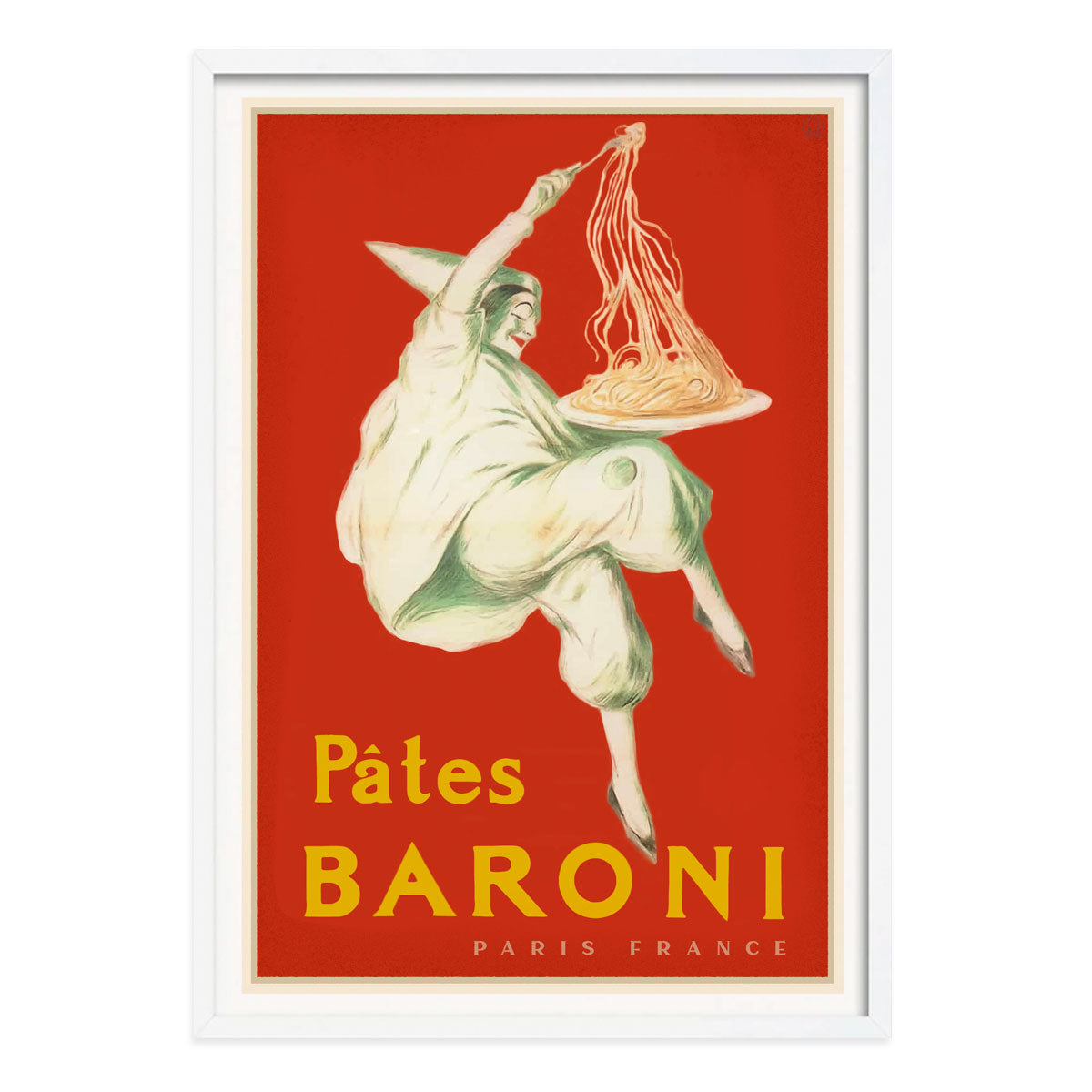 Pates Baroni Paris, French pasta retro poster in white frame from Places We Luv