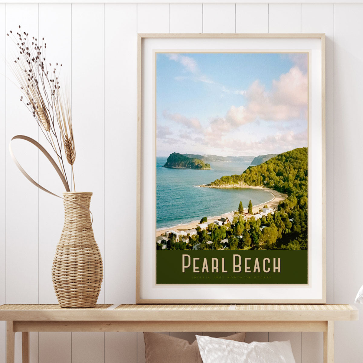 Pearl beach vintage travel poster print central coast by places we luv