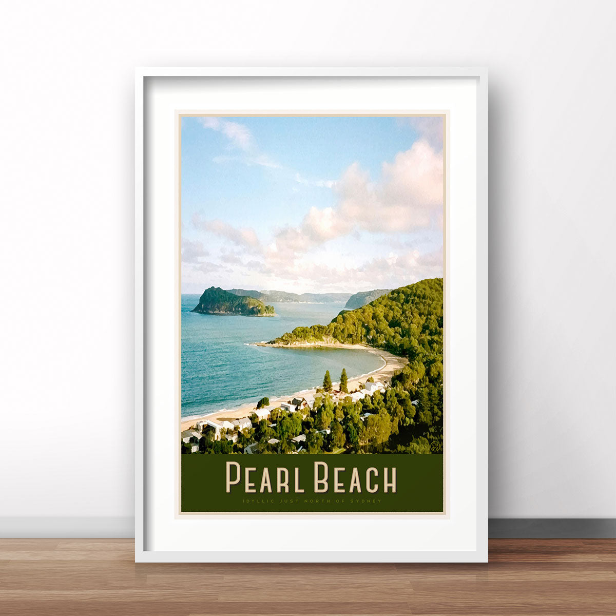 Pearl beach vintage travel poster central coast by places we luv