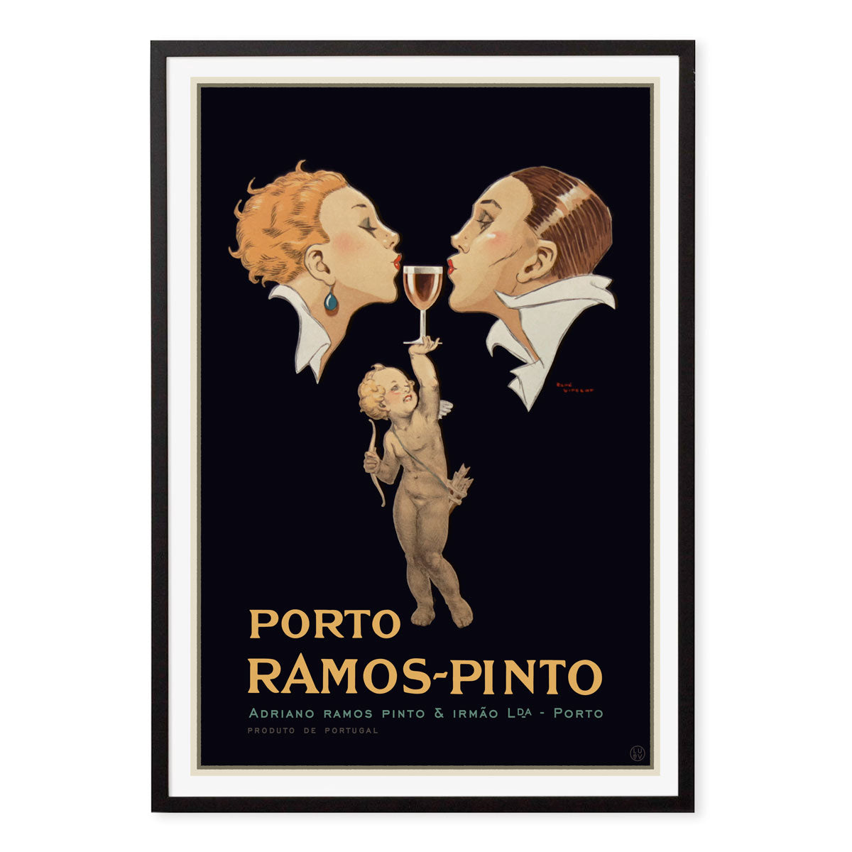 Porto Ramos Pinto French 1920's advertising poster in black frame from Places We Luv