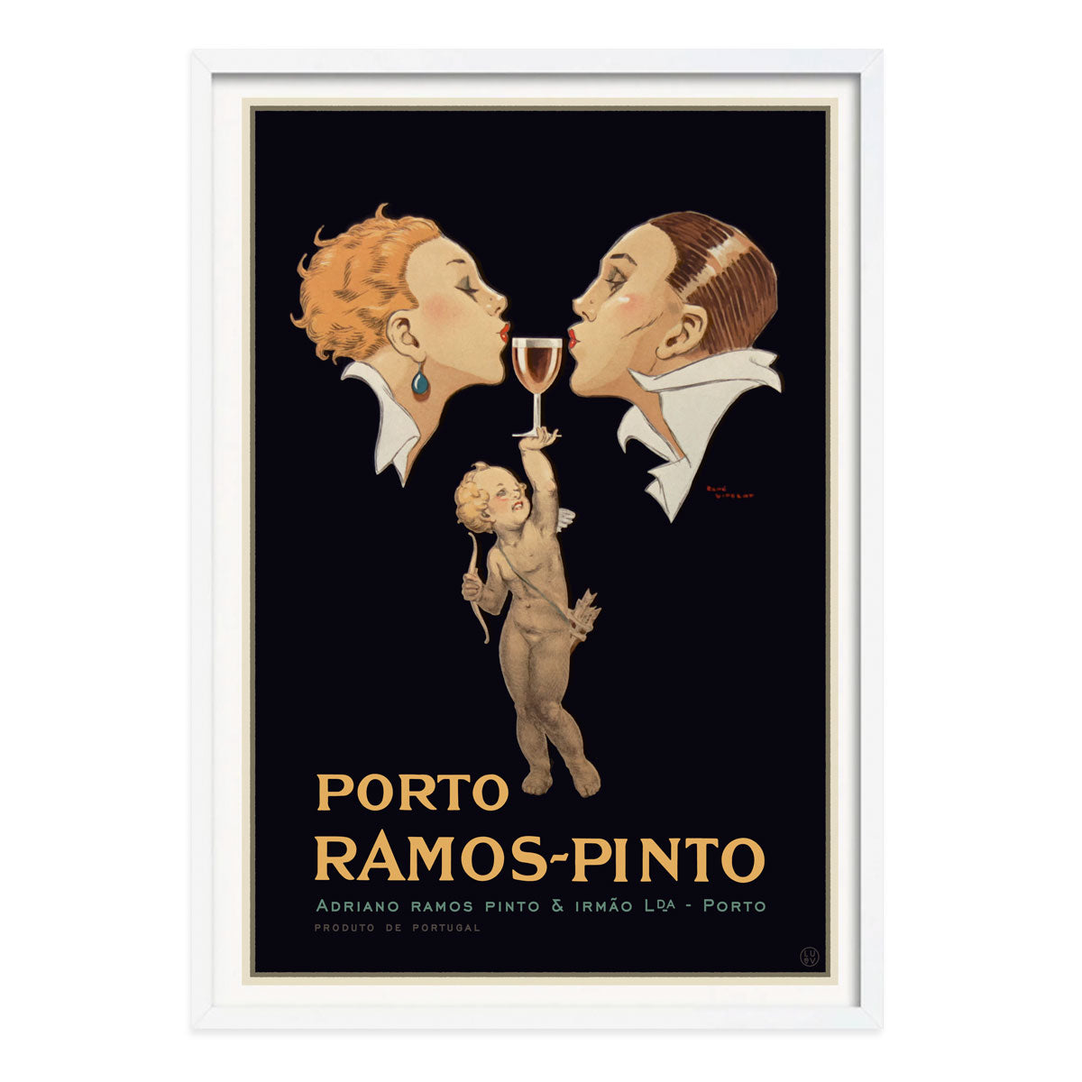 Porto Ramos Pinto French 1920's advertising poster in white frame from Places We Luv