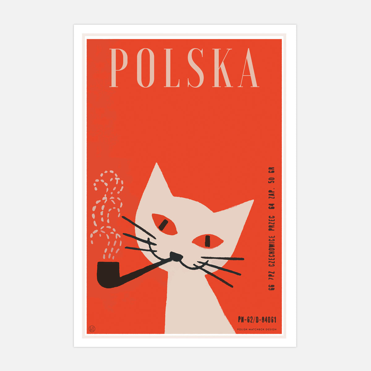 Cat with pipe retro poster print from Places we Luv