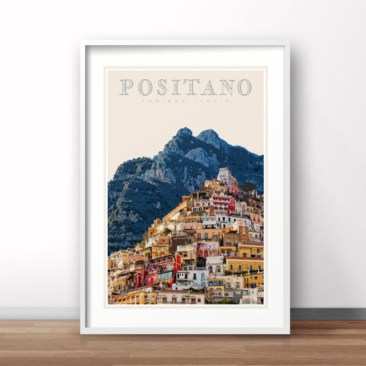Positano vintage travel style poster by places we luv