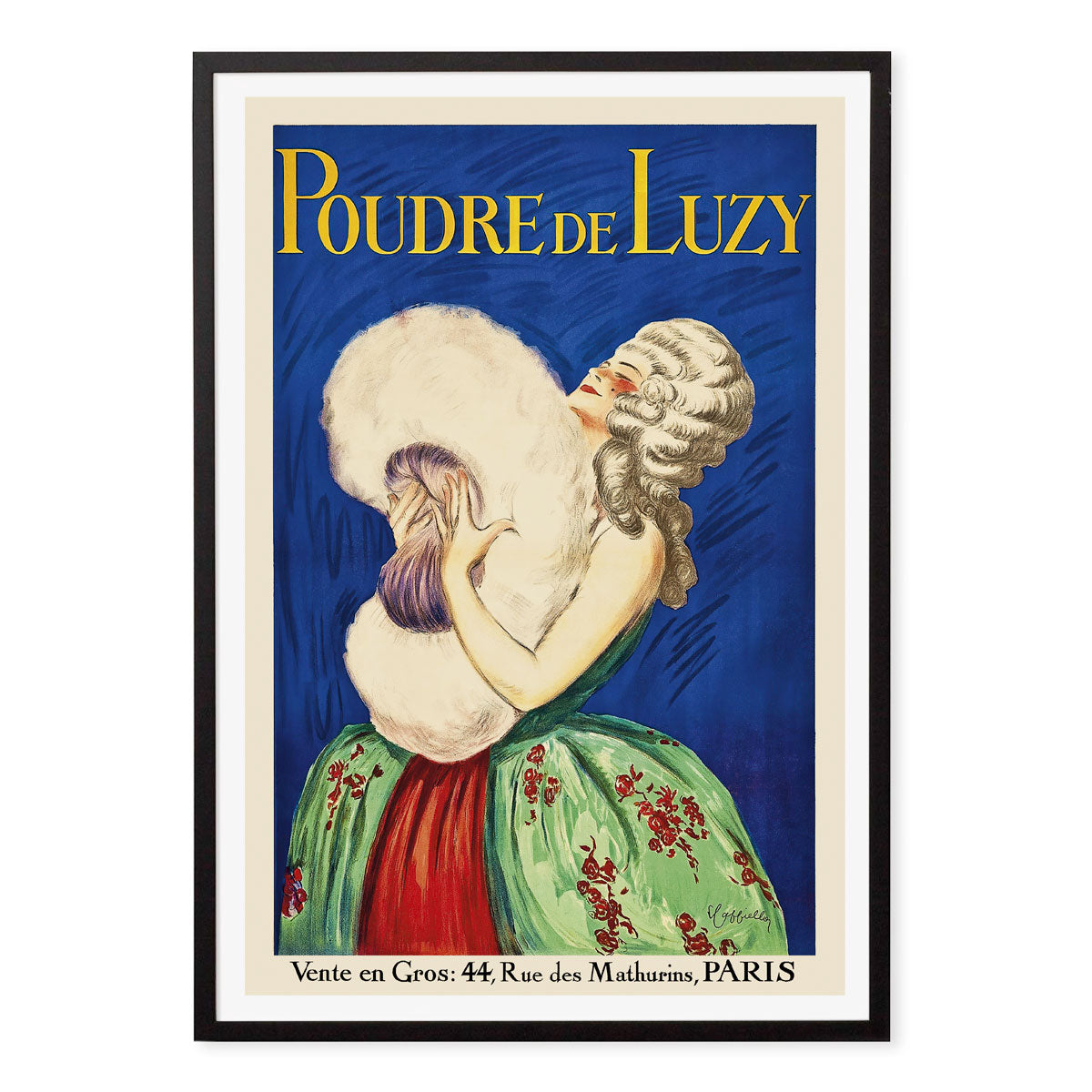 Poudre de Luzy paris vintage retro poster print in black frame from Places We Luv