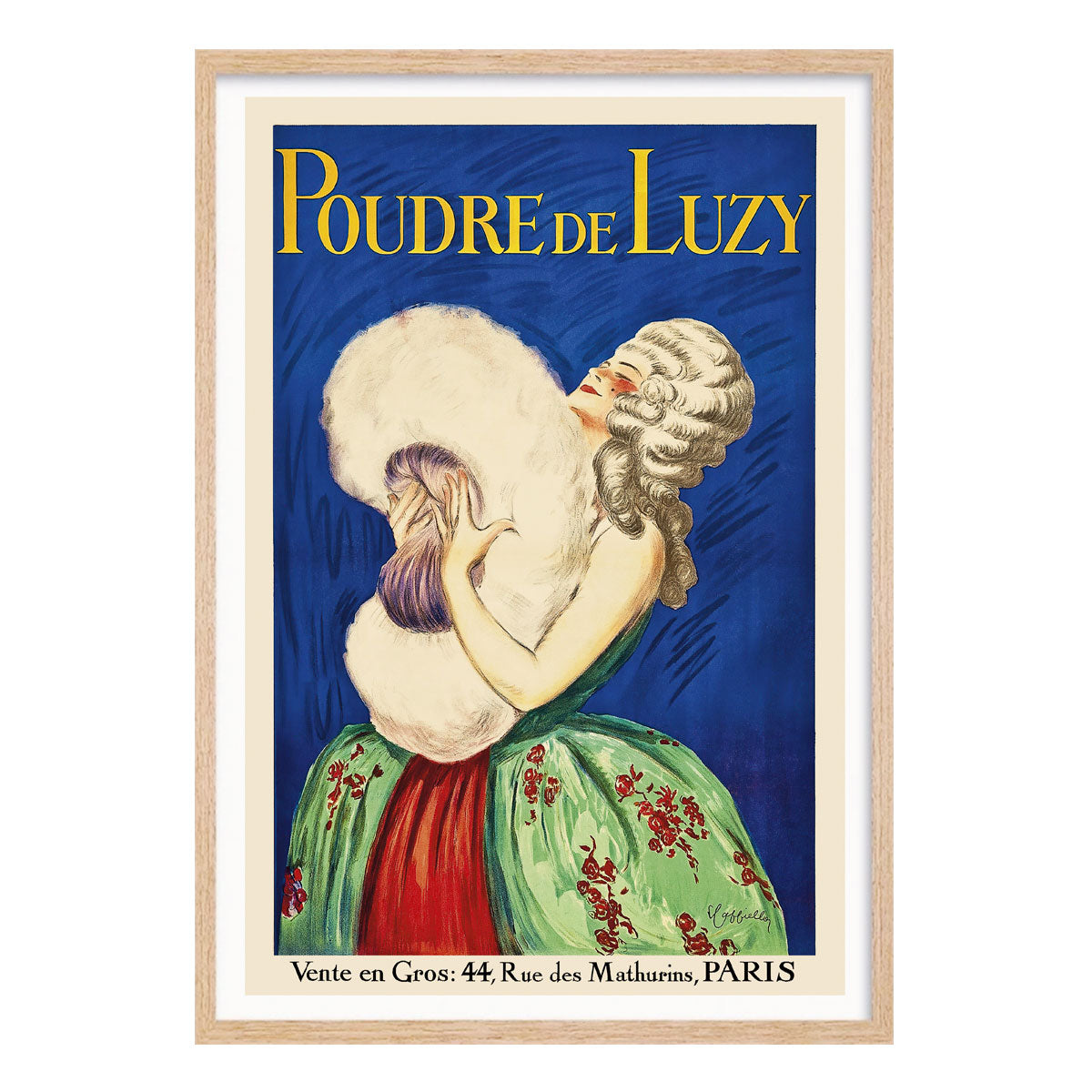 Poudre de Luzy paris vintage retro poster print in oak frame from Places We Luv