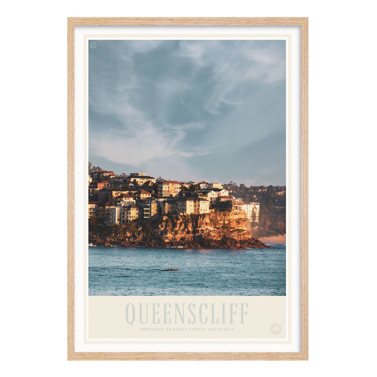 Queenslcliff Manly vintage retro poster print in oak frame from Places We Luv