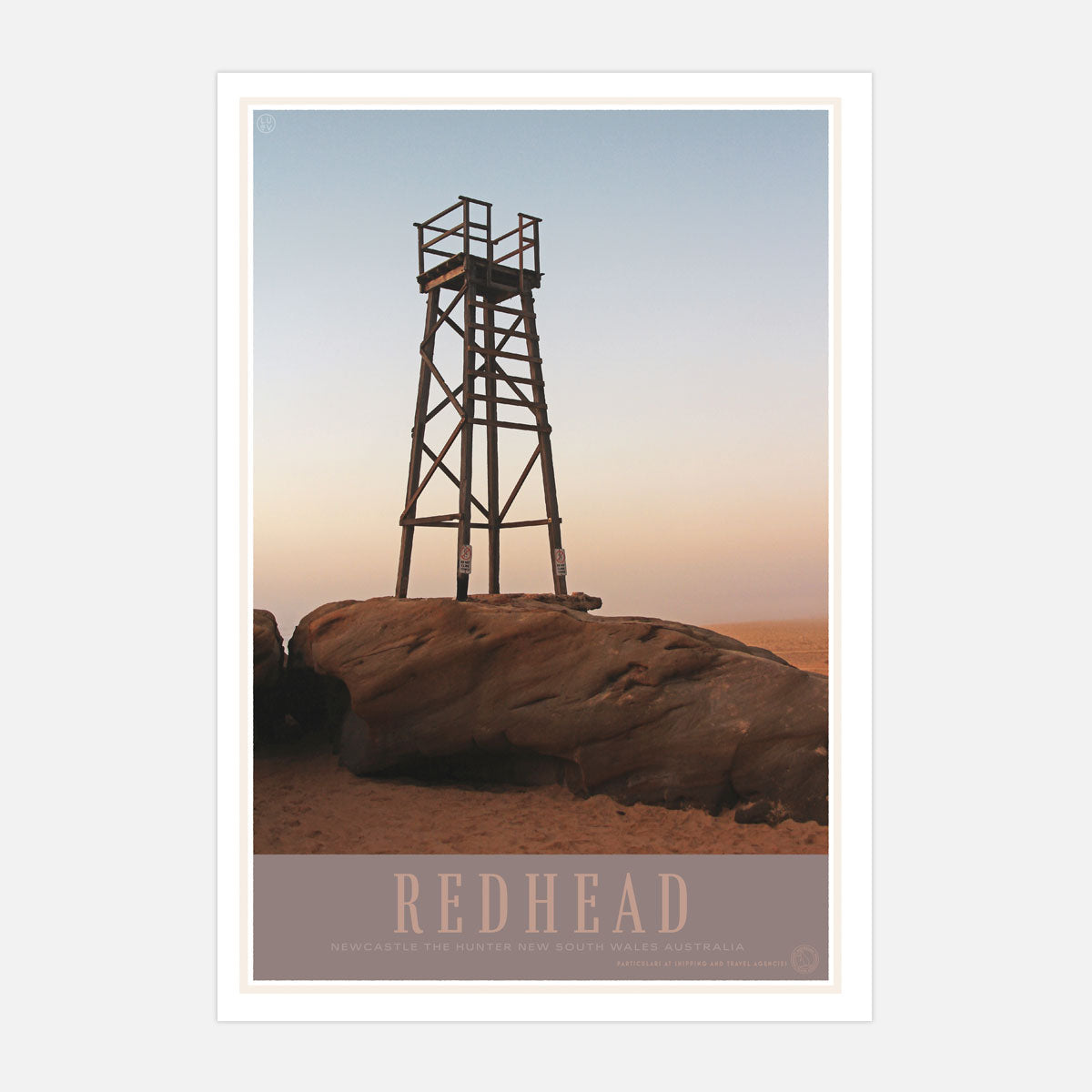 Redhead beach vintage retro poster print from places we luv
