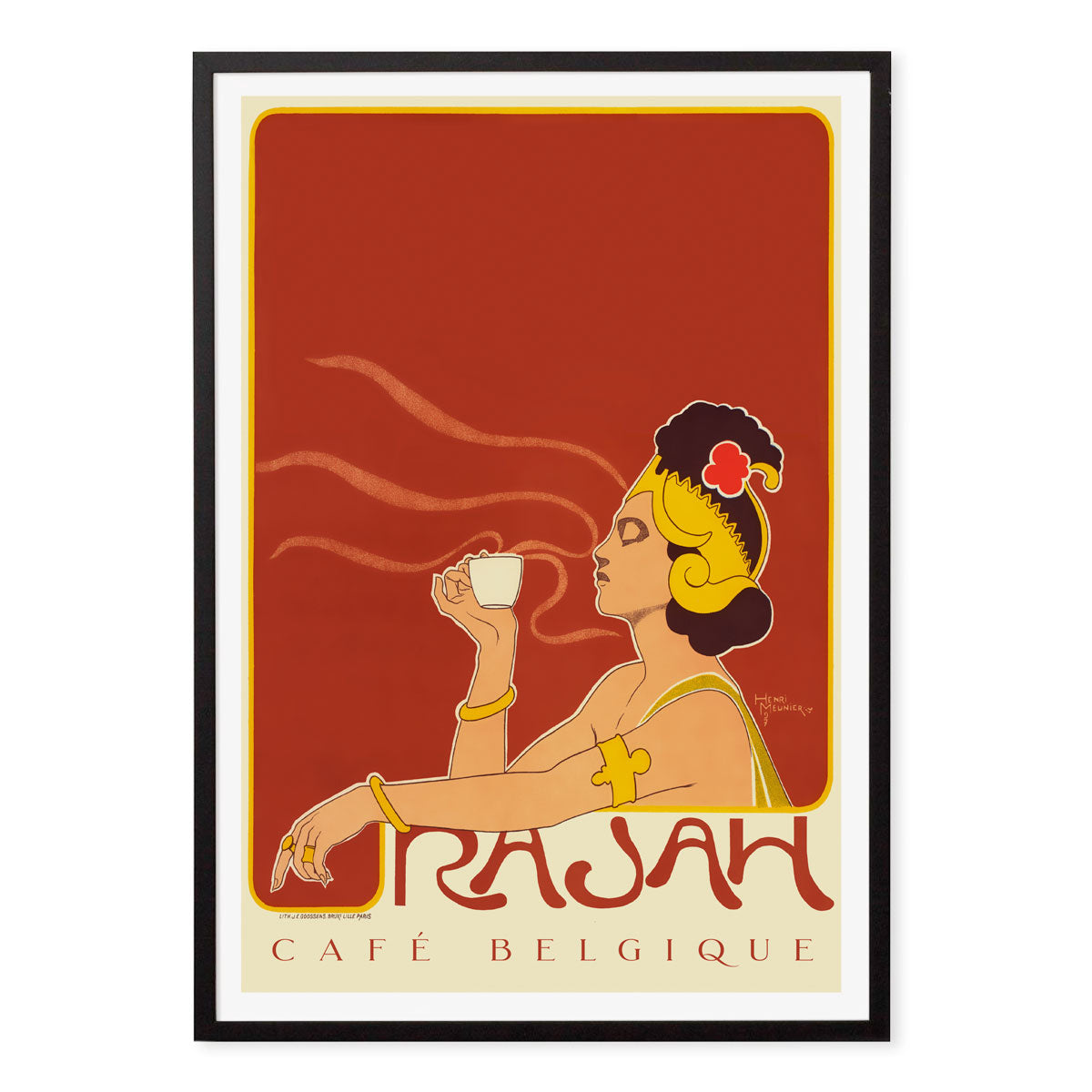 Rajah coffee cafe vintage retro poster print in black frame from Places We Luv