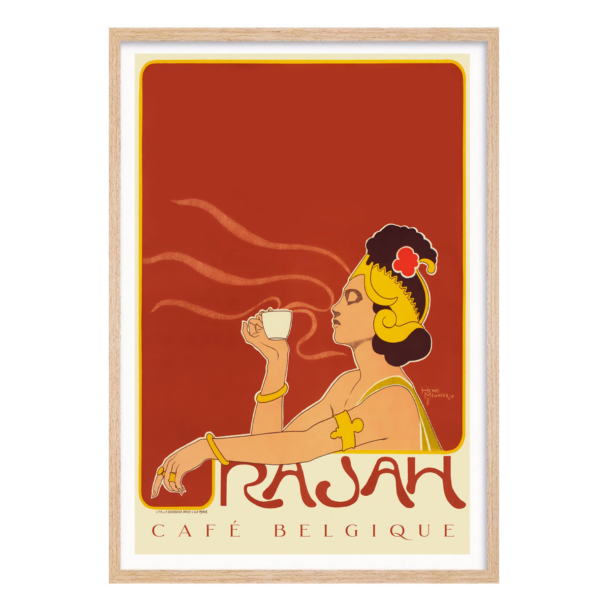 Rajah coffee cafe vintage retro poster print in oak frame from Places We Luv