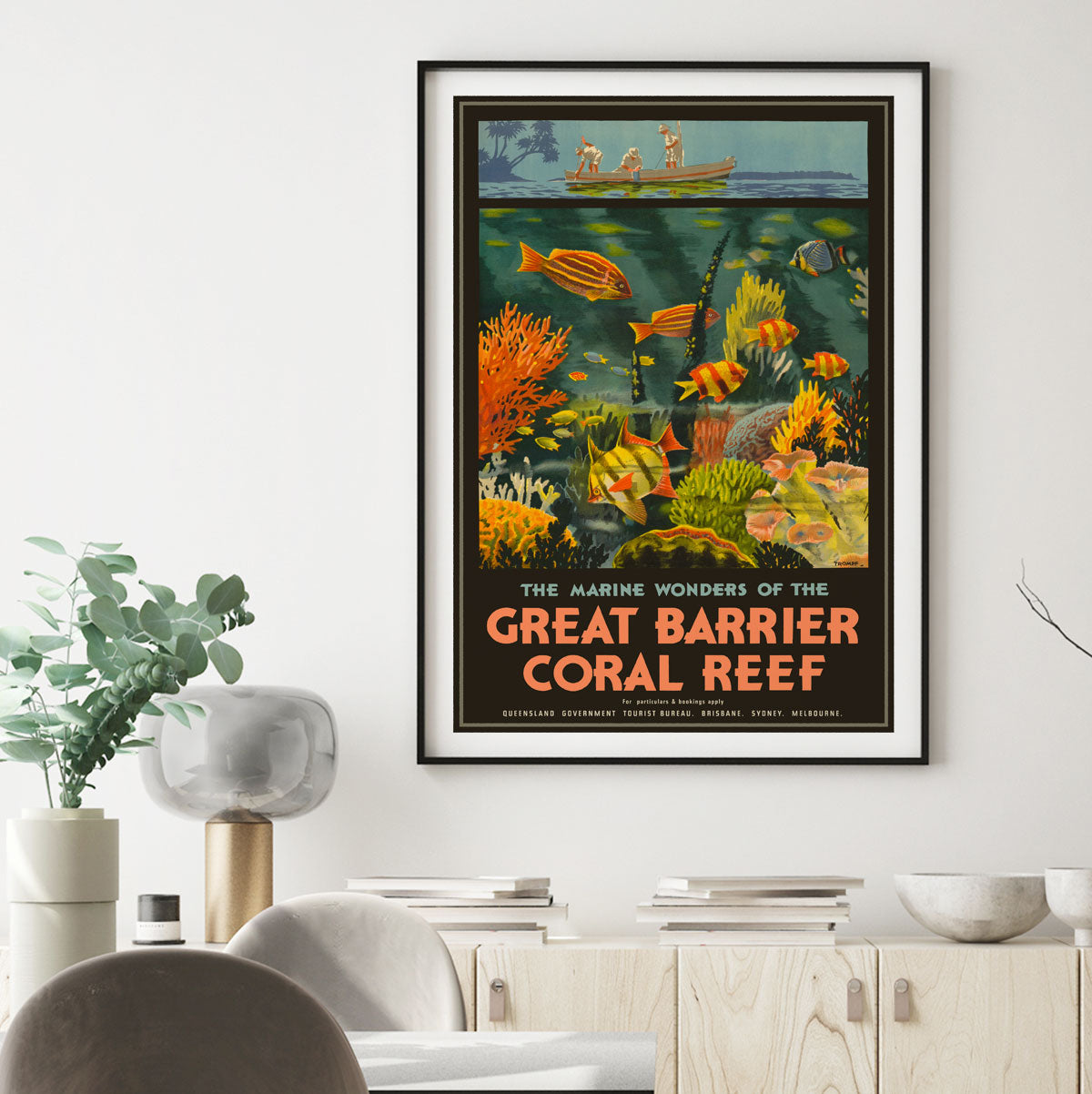Queensland Barrier Reef vintage retro poster from Places We Luv