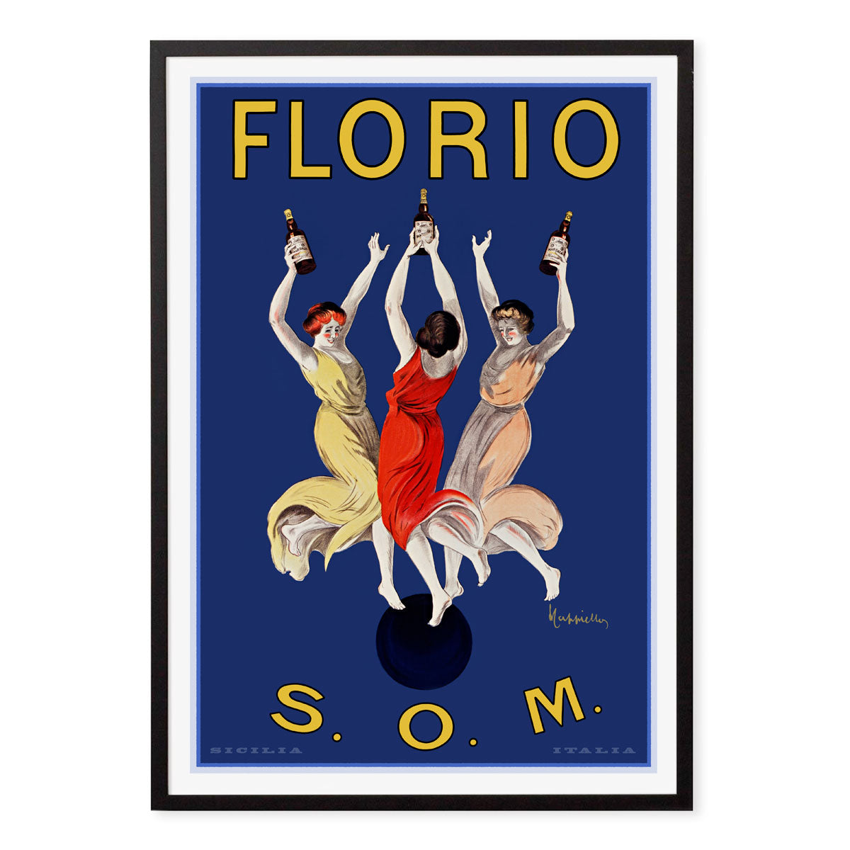 Florio Marsala vintage retro advertising poster in black frame from Places We Luv