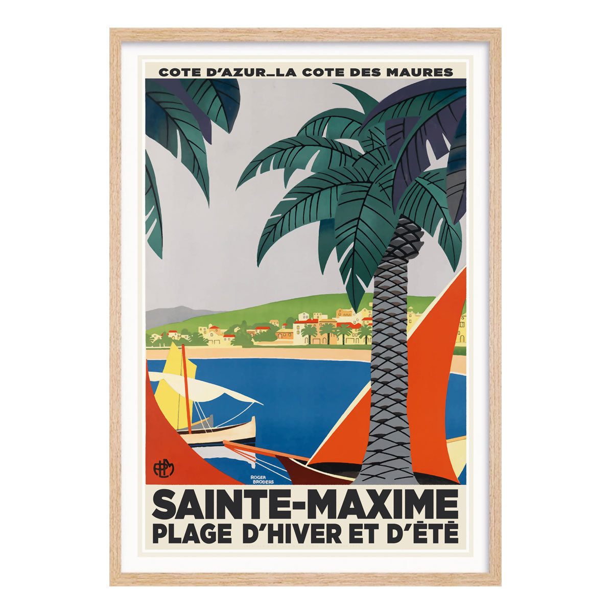 Sainte Maxime retro vintage oak framed poster print from Places We Luv