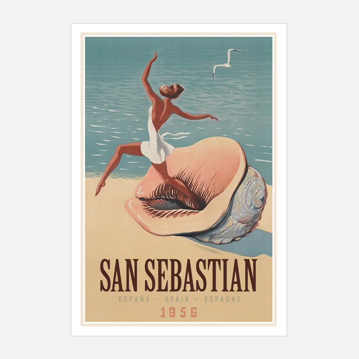 San Sebastian vintage retro advertising poster from Places We Luv