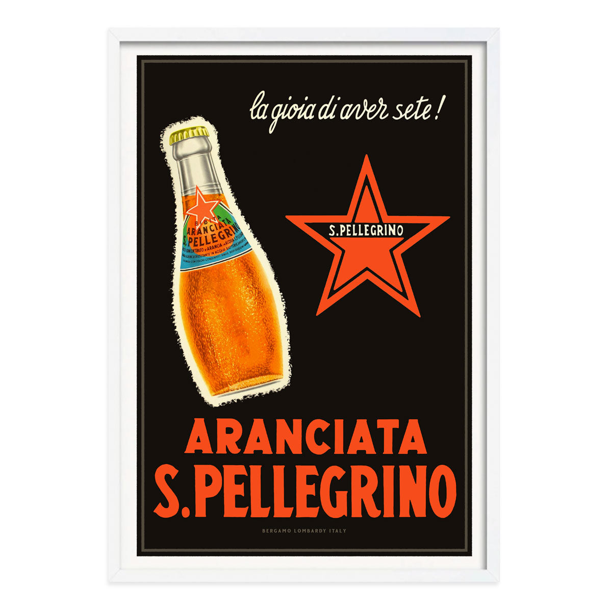 Aranciata S. Pellegrino Italy vintage retro poster print in white frame from Places We Luv 