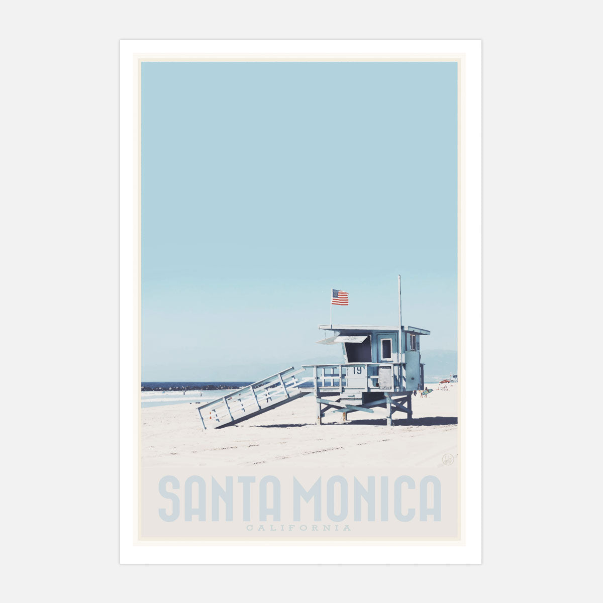 Santa Monica California vintage travel style print by Placesweluv
