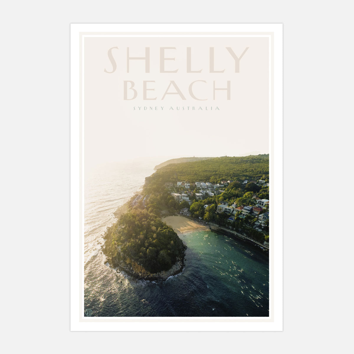 Shelly Beach vintage travel poster by Places We Luv
