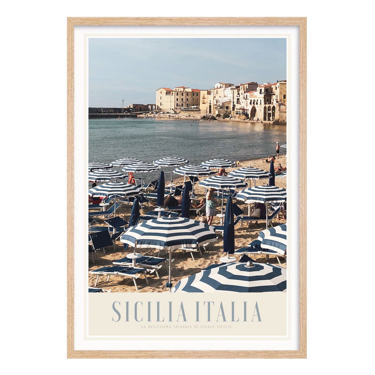 Sicilia Italia vintage retro poster print in oak frame from Places We Luv