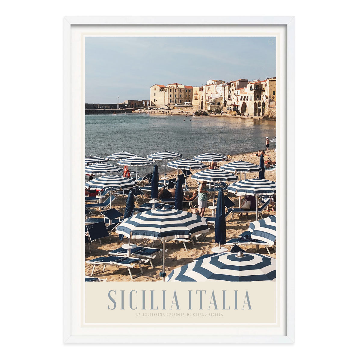 Sicilia Italia vintage retro poster print in white frame from Places We Luv