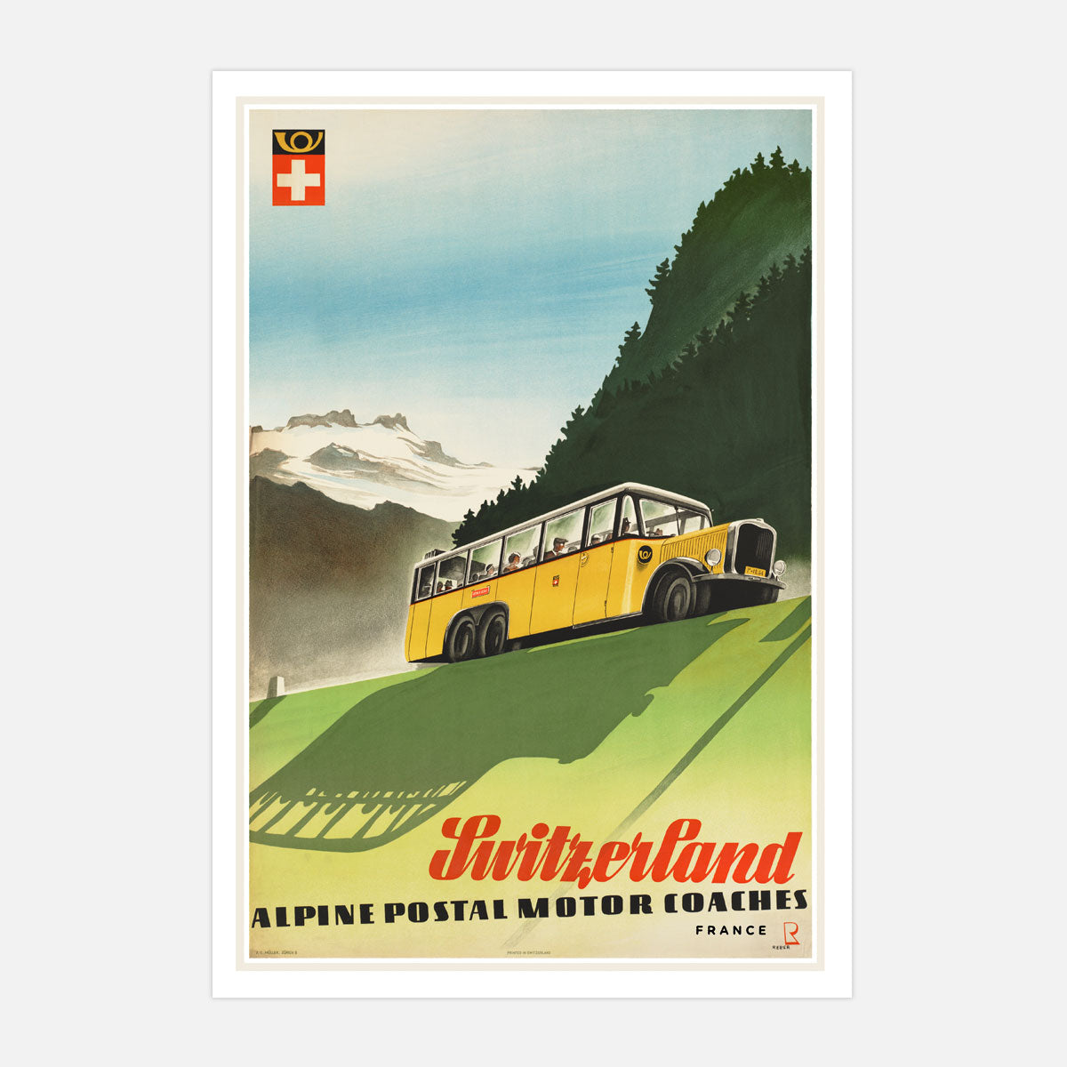 Retro vintage travel Switzerland poster from Places We Luv