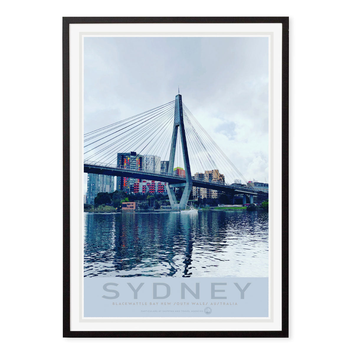Sydney Australia vintage retro poster print in black frame from Places We Luv