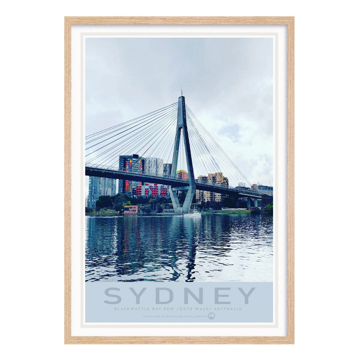 Sydney Australia vintage retro poster print in oak frame from Places We Luv