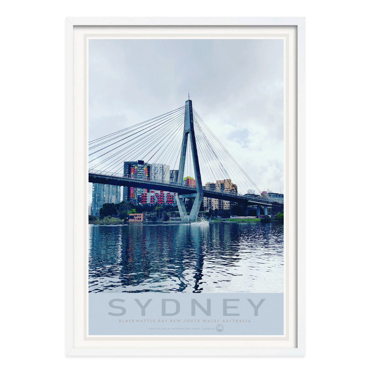 Sydney Australia vintage retro poster print in white frame from Places We Luv
