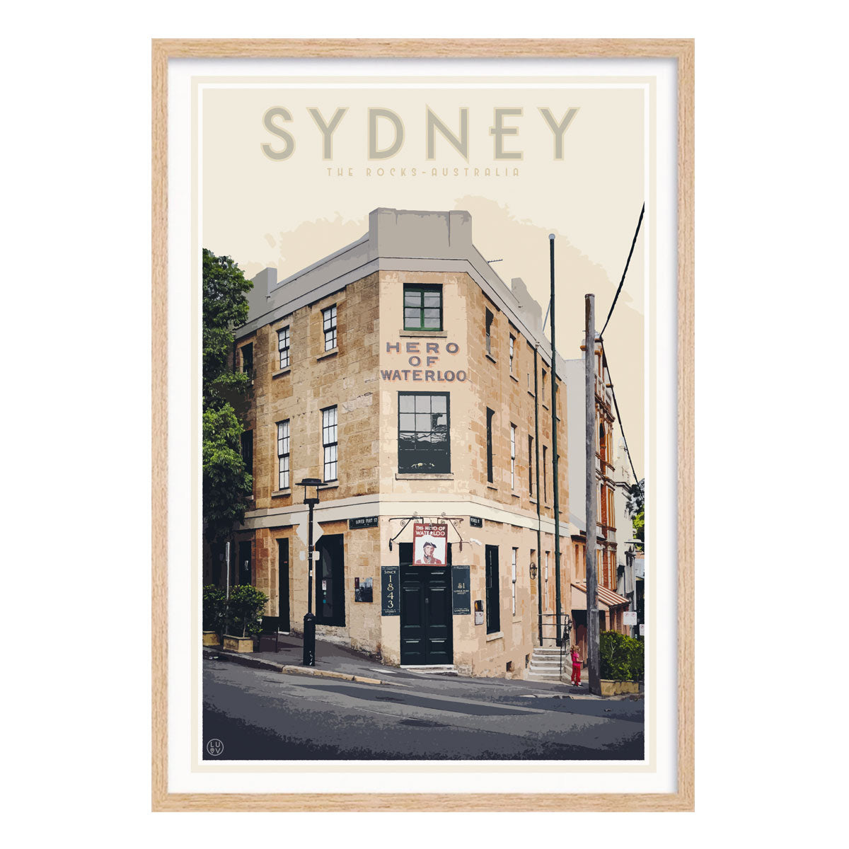 Sydney the rocks vintage retro poster print in oak frame from Places We Luv