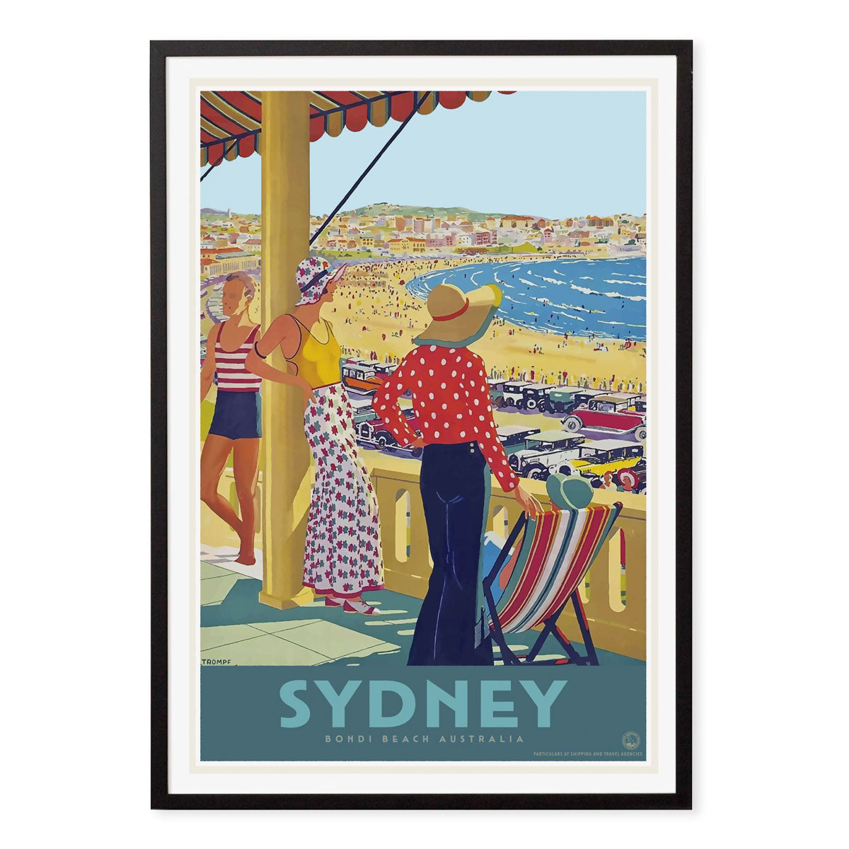 Sydney Australia vintage advertising poster in black frame from PLaces We Luv