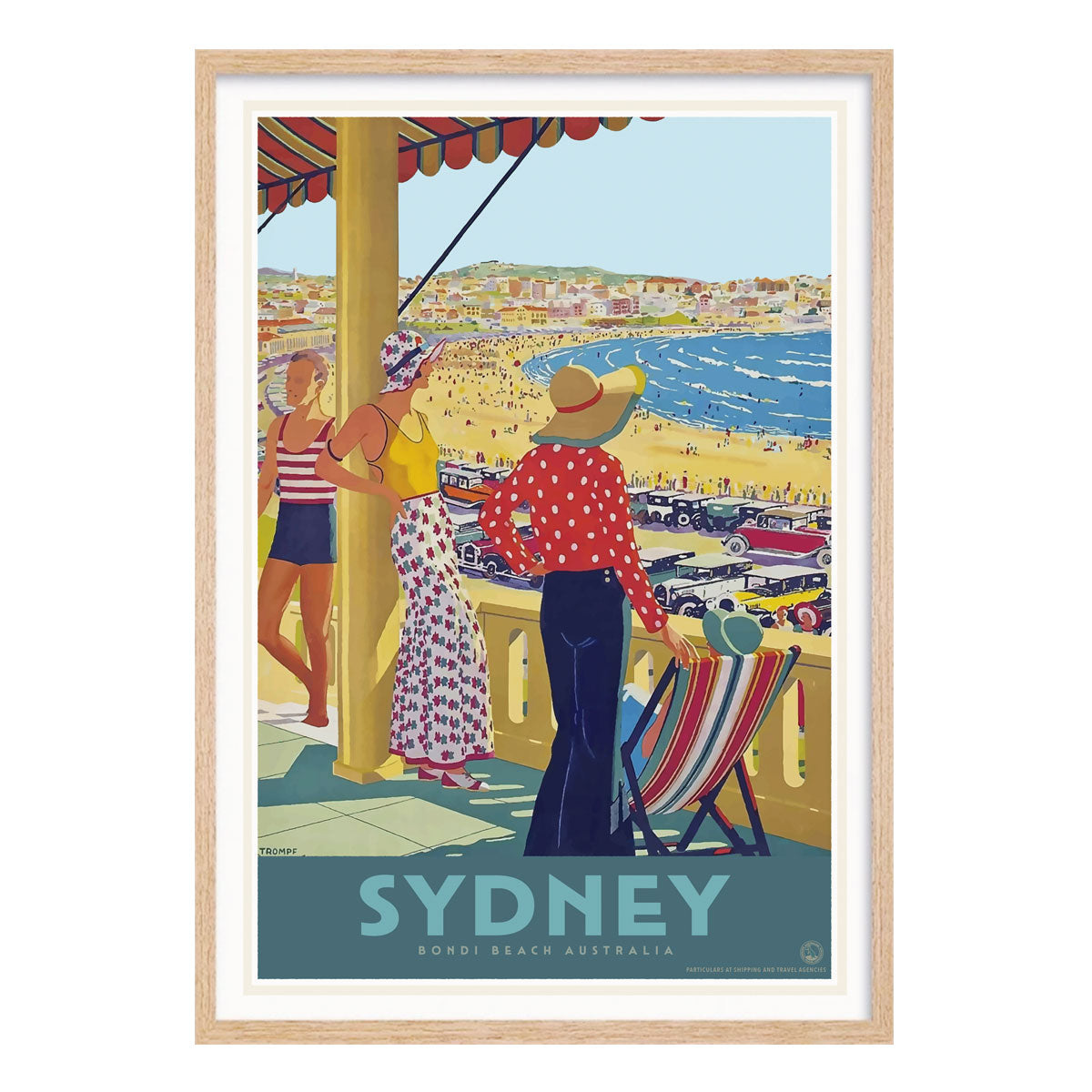 Sydney Australia vintage advertising poster in oak frame from PLaces We Luv
