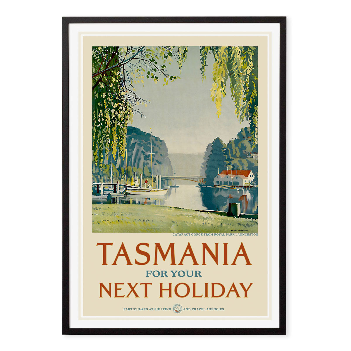 Tasmania nextholiday vintage advertising poster in black frame from Places We Luv