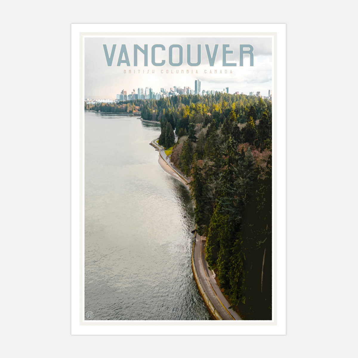 Vintage style travel print of Vancouver Canada by placesweluv