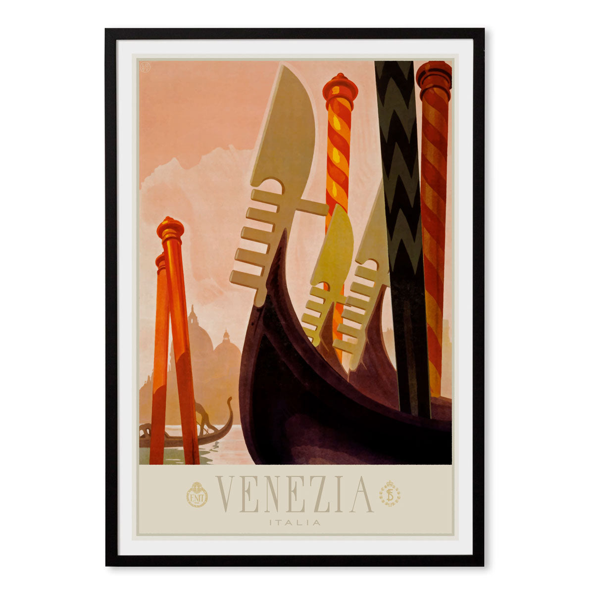 Venice Italy retro vintage print poster in black frame from Places We Luv