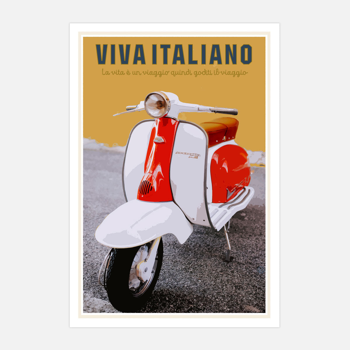 Viva Italia Lambretta retro vintage poster by Places We Luv