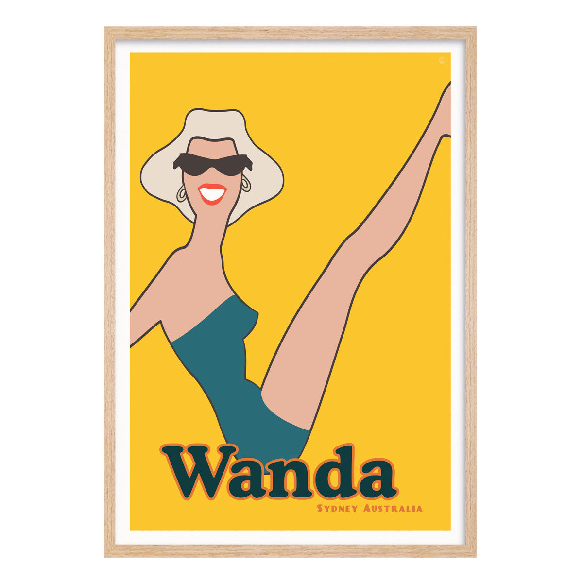 Wanda Beach gal retro vintage poster print in oak frame from Places We Luv