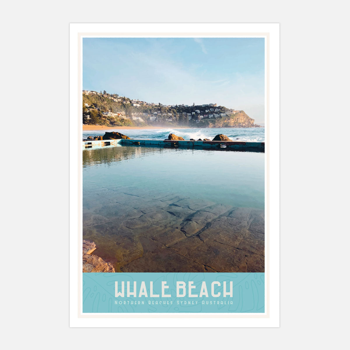 Whale Beach NSW vintage style travel poster - Places we luv