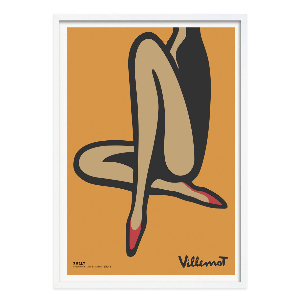 Bally Villemot retro vintage advertising poster print in white frame from Places We Luv
