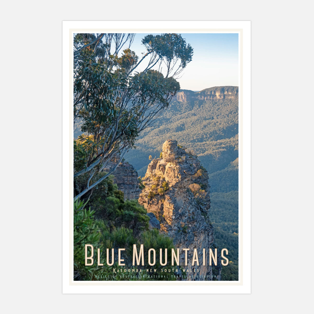 Katoomba Blue Mountains travel print original design by Places We Luv