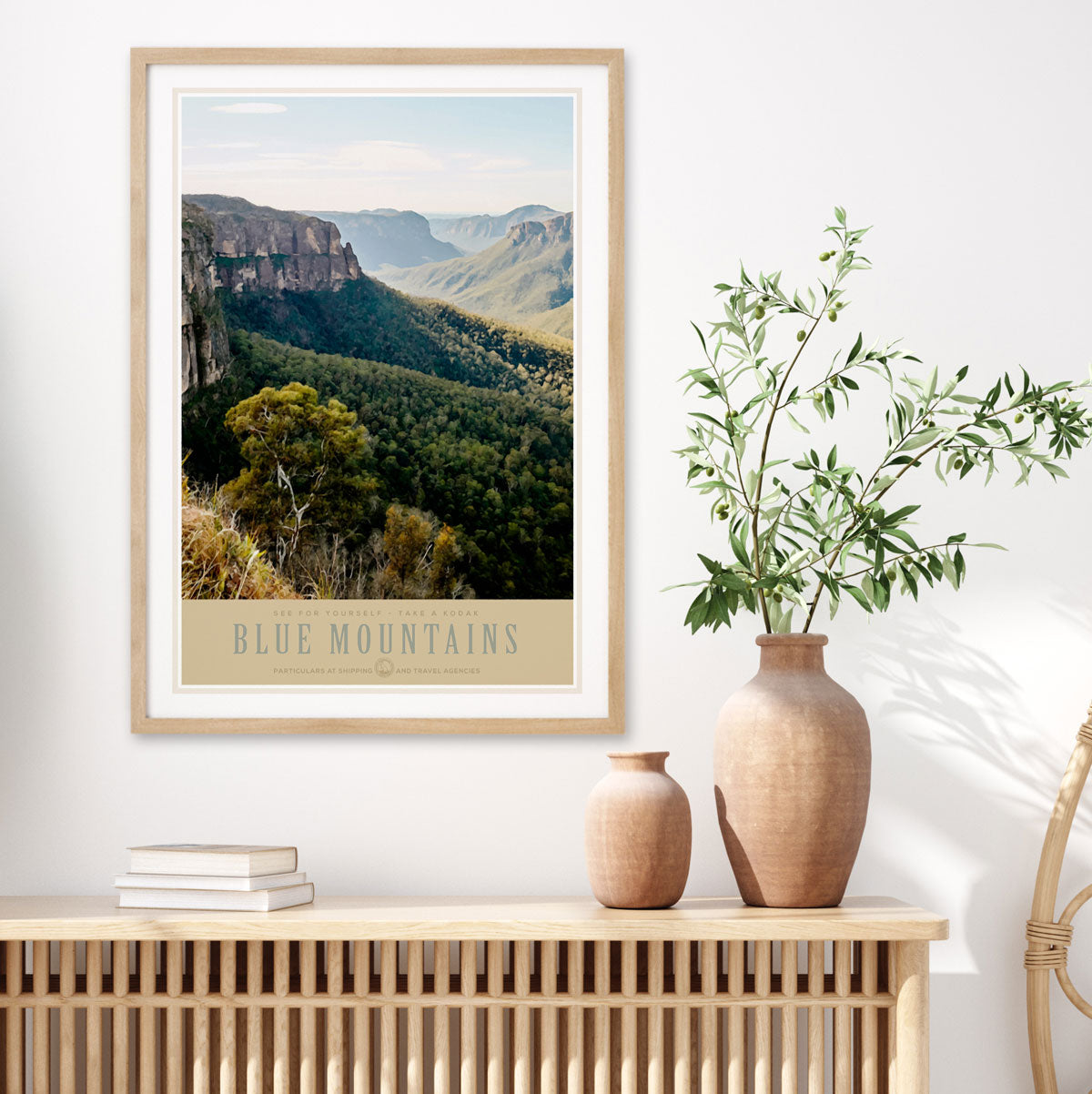 Blue Mountains vintage retro poster print by Places We Luv