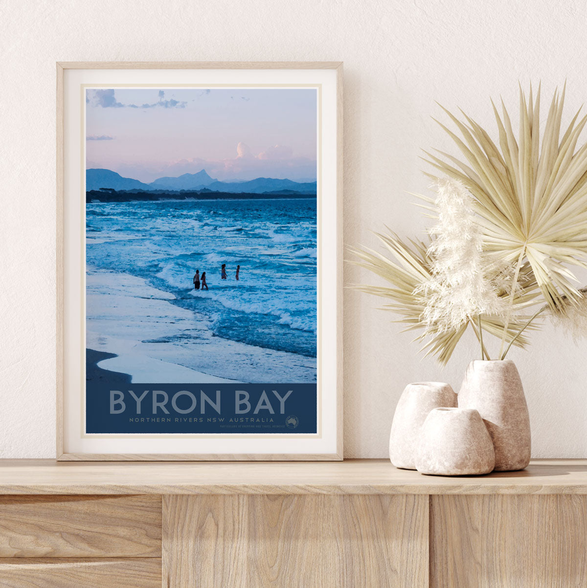Byron Bay retro vintage travel poster print by places we luv